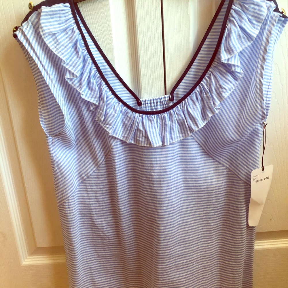 Cabi New Release blue and white reversible top